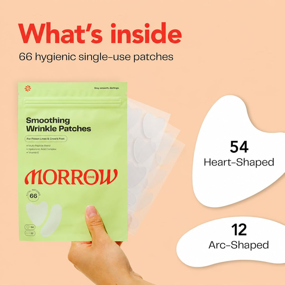 Morrow ingredient display with peptides and hyaluronic acid for hydration