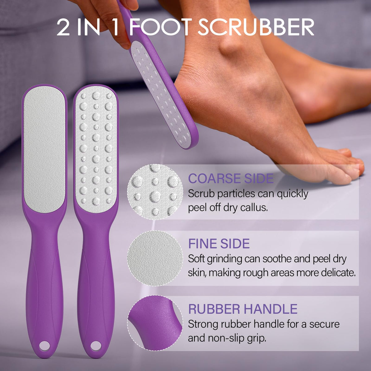 MOSRROU dual‑sided foot file angled to show coarse and fine surfaces for smoothing