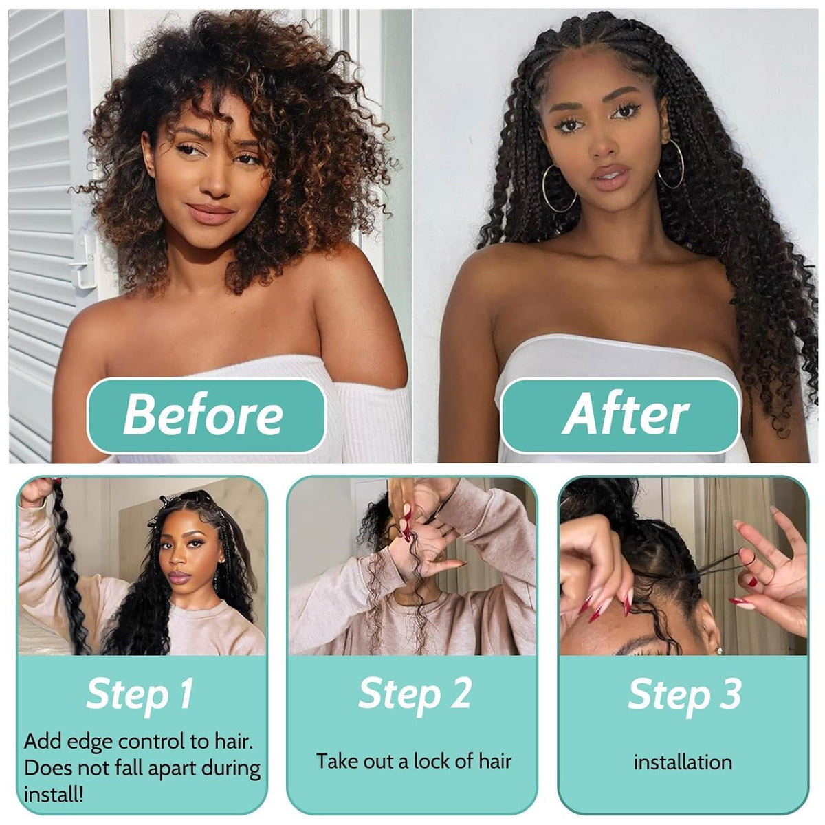 MOTFIN stylist installing knotless braids demonstrating easy braiding and smoothness