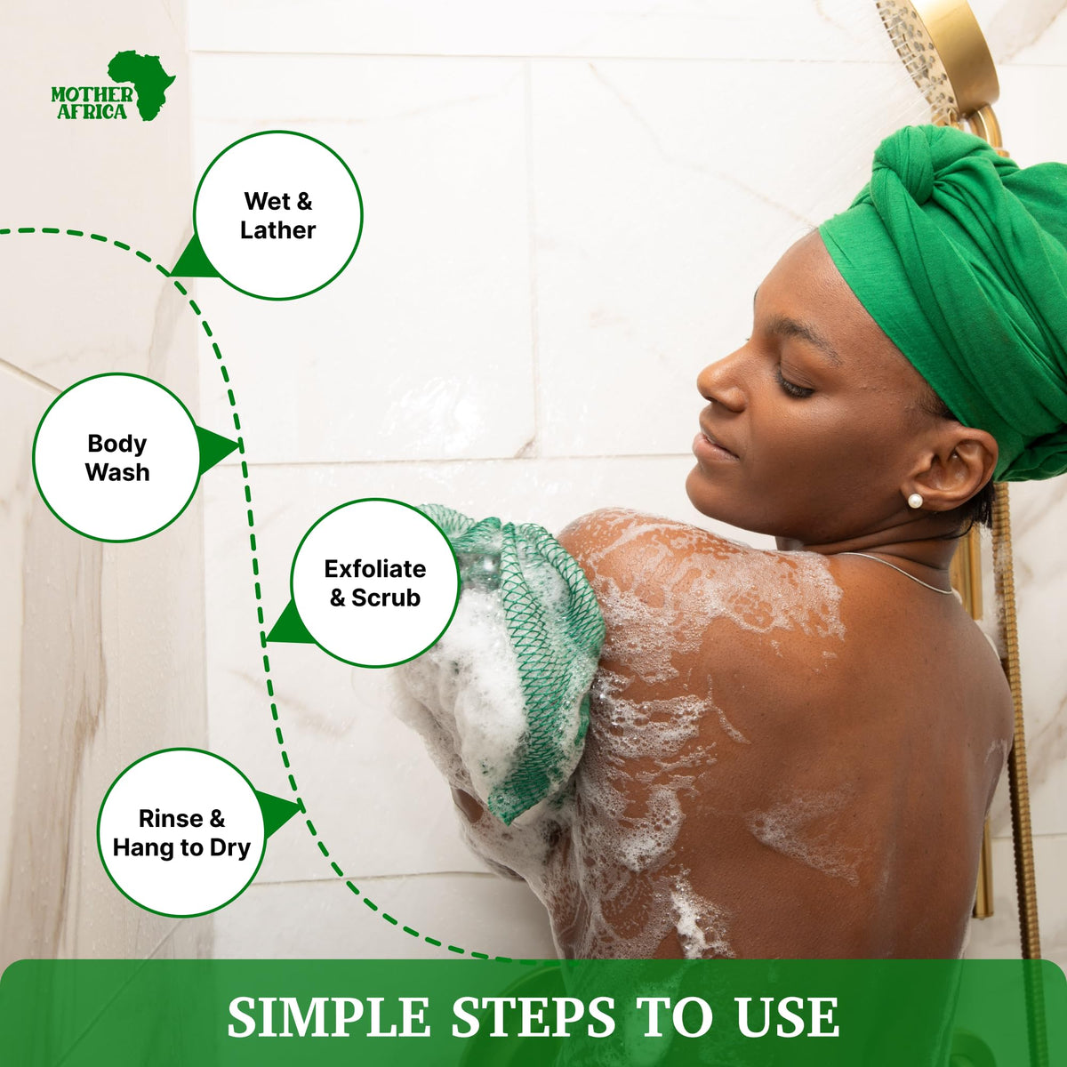 Mother Africa extended length used to clean hard-to-reach back