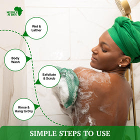 Mother Africa extended length used to clean hard-to-reach back