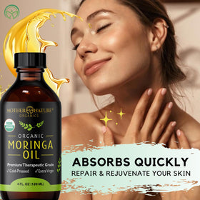 Mother Nature Organics close-up oil texture illustrating lightweight absorption benefit