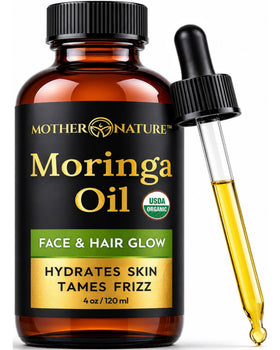 Mother Nature Organics front bottle shot highlighting cold-pressed purity benefits