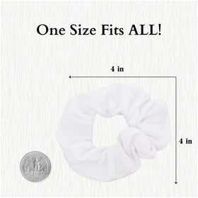 Motique Accessories scrunchie on hand to show scale and easy styling convenience
