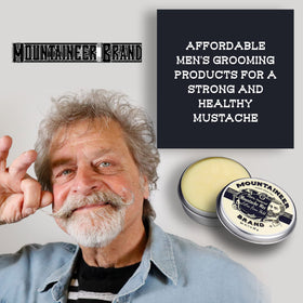 Mountaineer Brand styled handlebar moustache showcasing extra-firm hold and shape retention