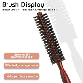 Mozeat Lens close-up of mixed boar and nylon bristles smoothing hair and reducing frizz