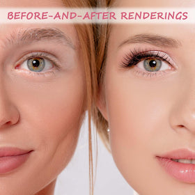 Mozeat Lens brush in hand applying brow powder for controlled shaping