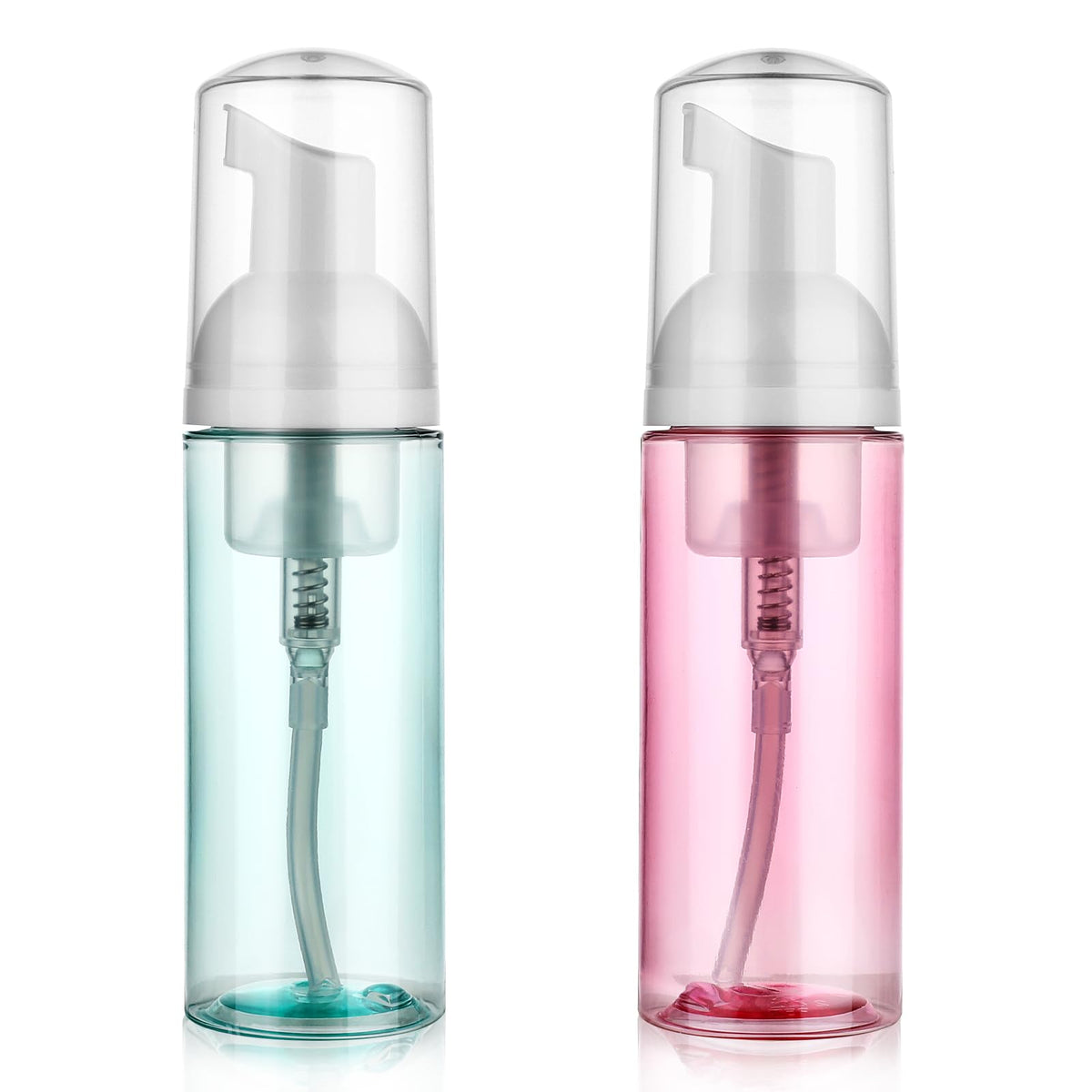 Mozeat Lens front pack view showing two clear foaming bottles, travel convenience