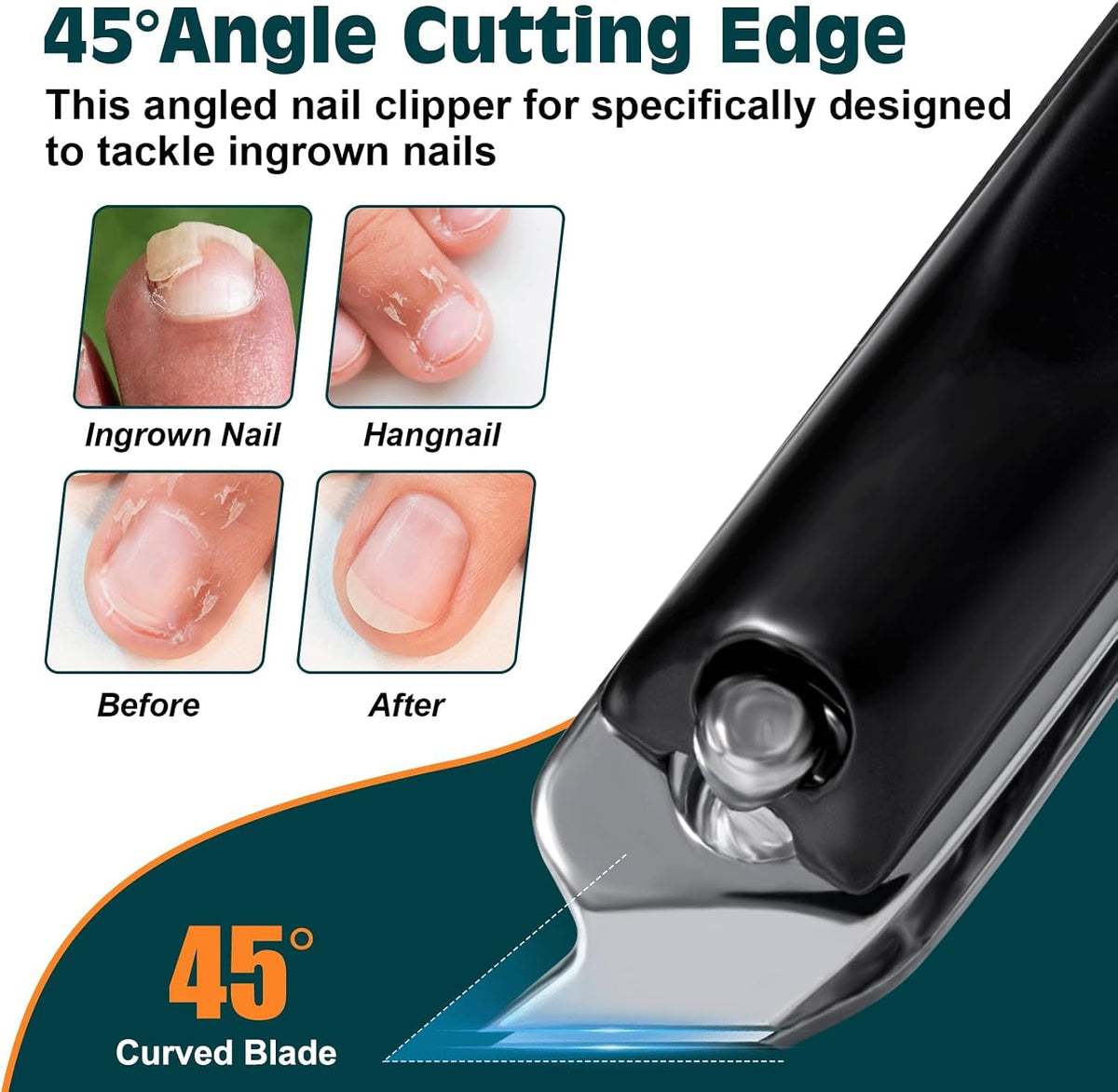 MPKDZNE angled eagle beak clipper detail for precise ingrown trimming