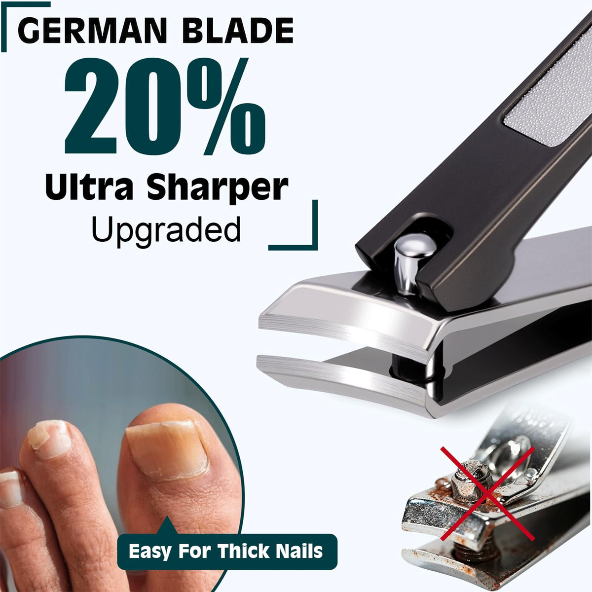 MPKDZNE eagle beak angled clipper detail enabling precise ingrown-edge trimming