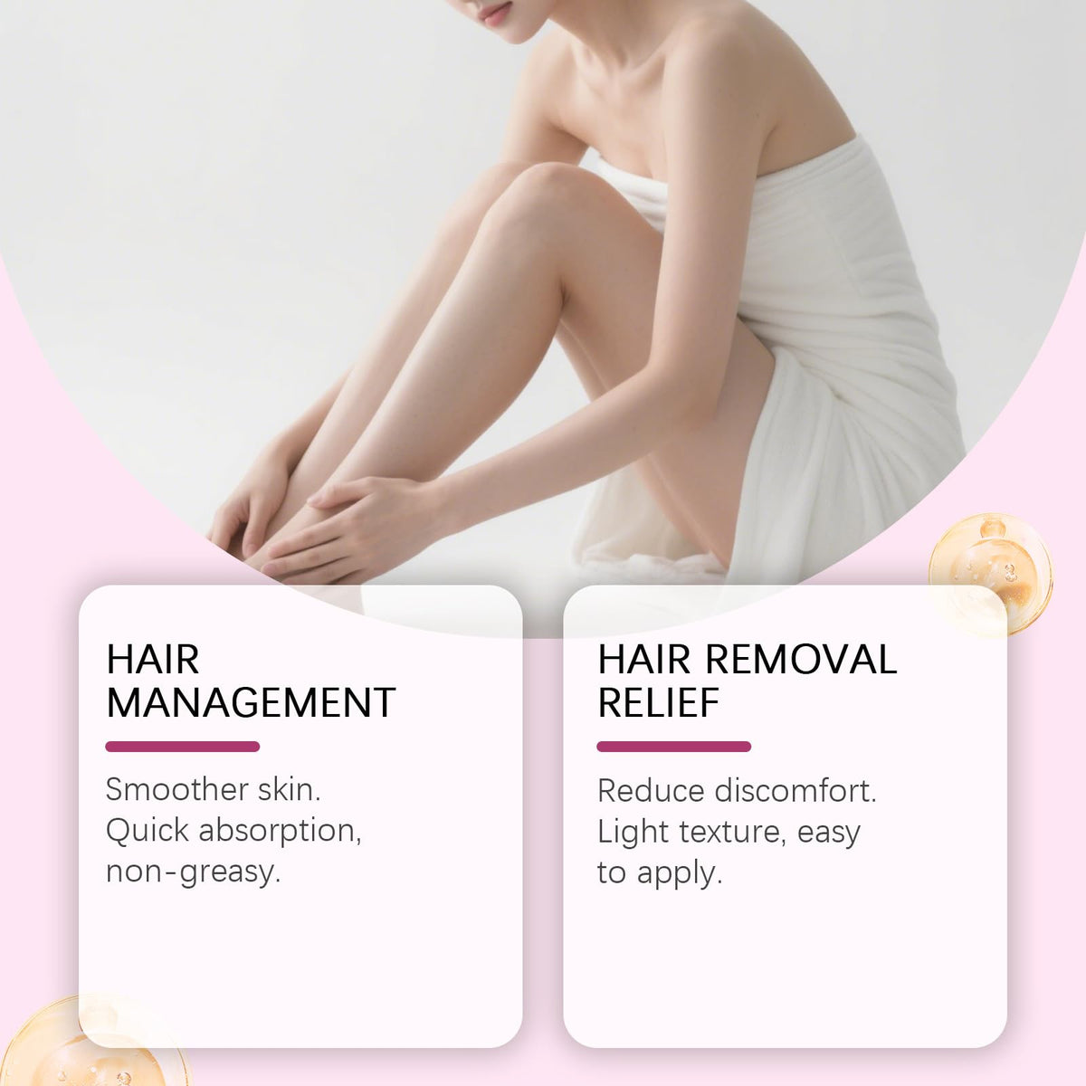 MQN application on leg demonstrates soothing post-removal care and reduced irritation