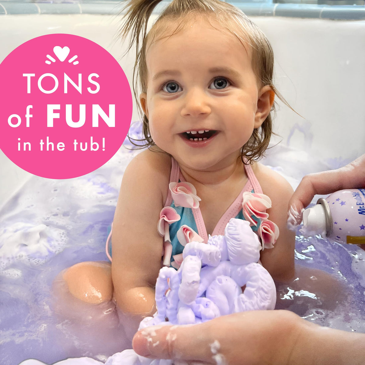 Kids sculpting foam in tub with Mr. Bubble encouraging sensory play