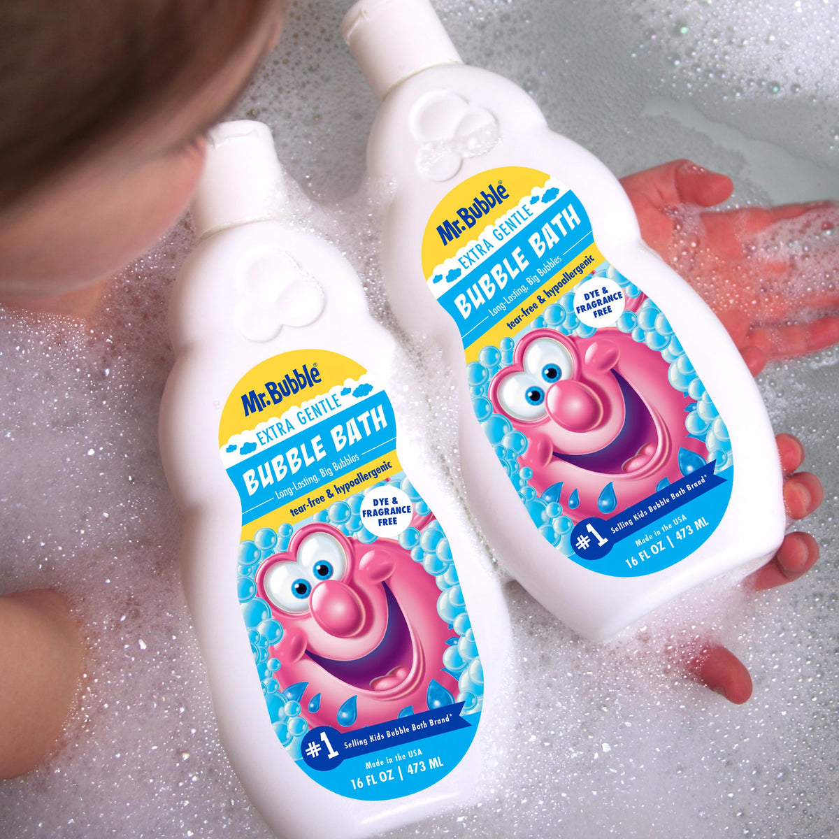 Close-up of foam created by Mr. Bubble demonstrating long-lasting bubbles