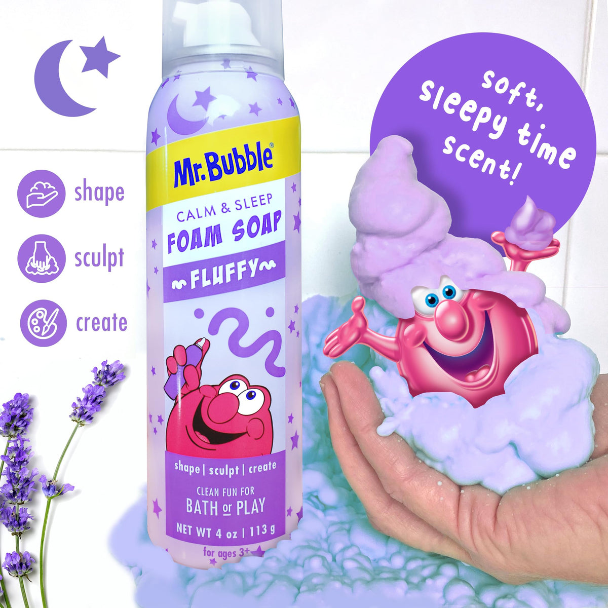 Mr. Bubble foam pump close-up demonstrating easy spray-to-foam action