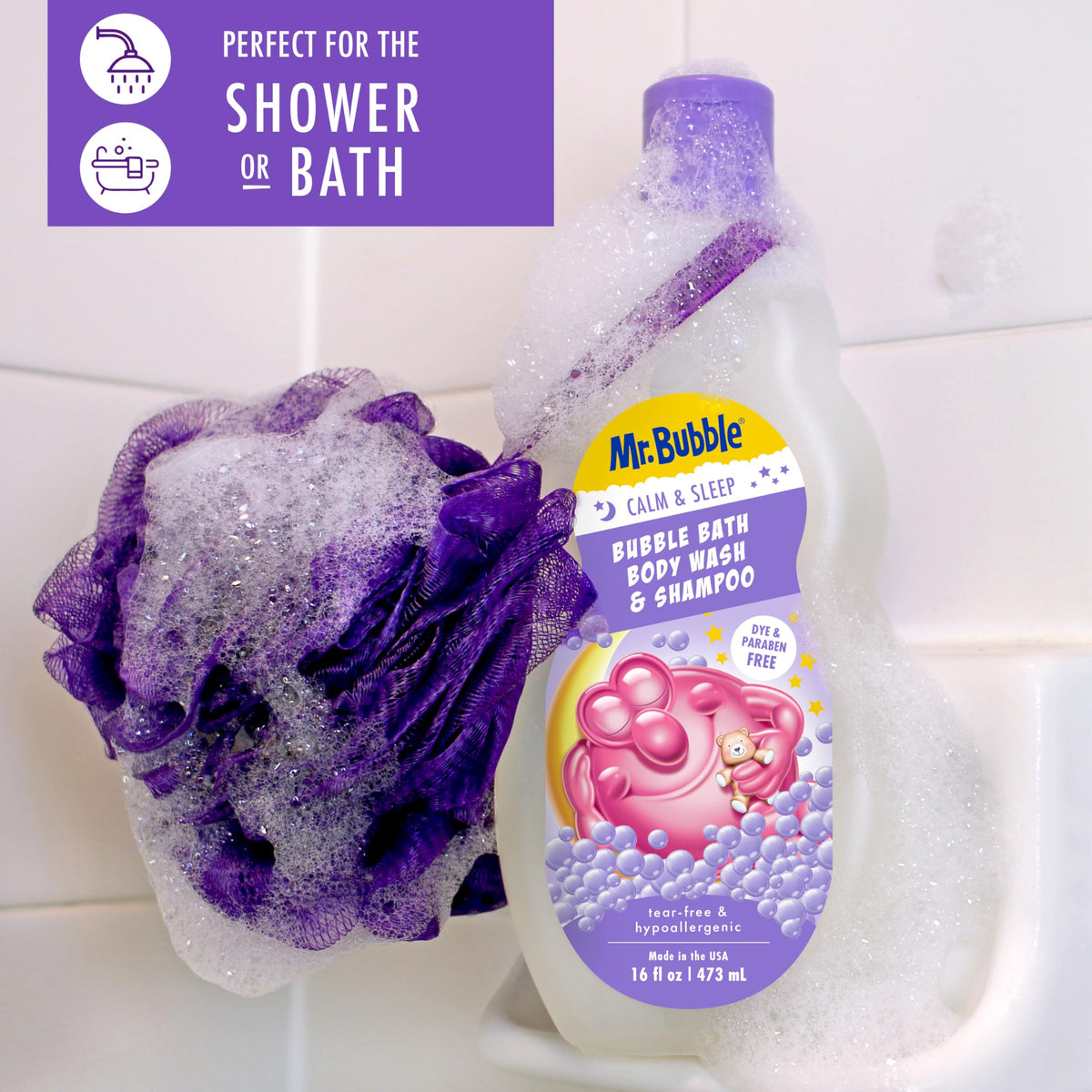 Mr. Bubble pack of four 16 oz bottles, convenient family supply