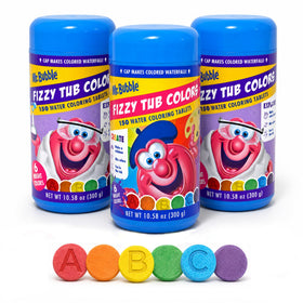 Mr. Bubble front packaging showing jars and bright tablets for playful baths