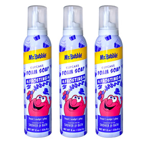 Mr. Bubble front packaging showing cupcake scent and playful nozzle benefit
