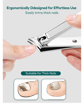 MR.GREEN close-up of stainless nail clippers highlighting sharp edges