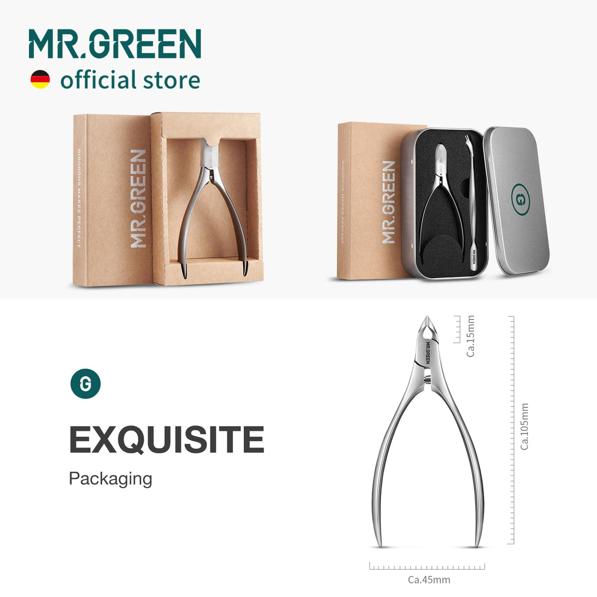 MR.GREEN boxed packaging displayed in a bathroom setting conveying ready-to-use convenience
