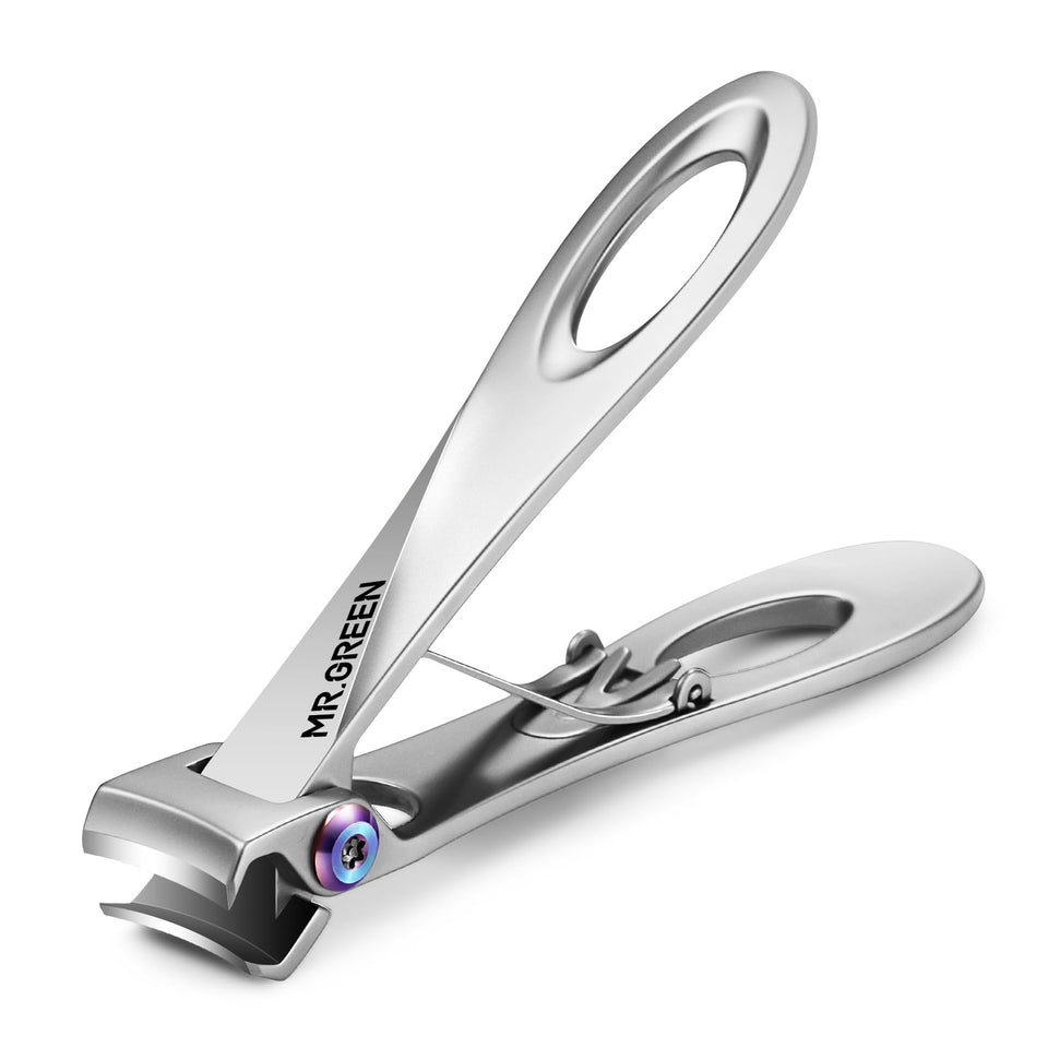 MR.GREEN front view of stainless steel wide jaw clippers, clear durable design and easy grip