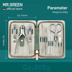 MR.GREEN toenail clipper beside ruler showing size and ergonomic handling benefit