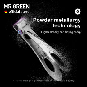 MR.GREEN clipper opened to show 11mm wide jaw, accommodates thick or curved nails