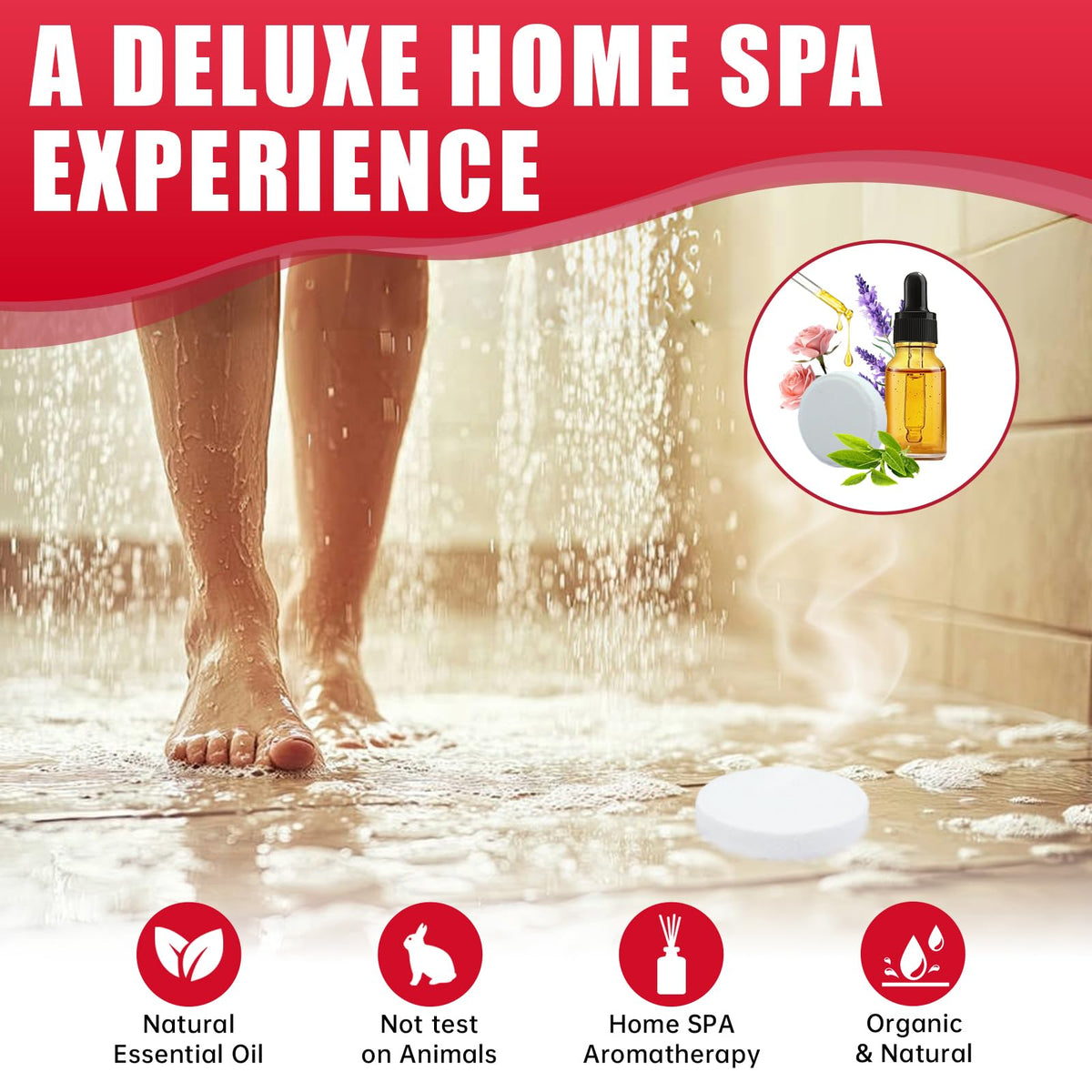 MR MIRYE shower steamer in use releasing steam for relaxing showers