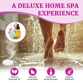 MR MIRYE tablet placed near shower water releasing steam for aromatherapy