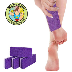 Mr. Pumice in a bathroom setting as part of a home pedicure routine for maintained feet