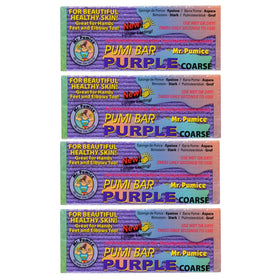 Mr. Pumice purple PUMI Bar front packaging showing four coarse bars for effective callus removal