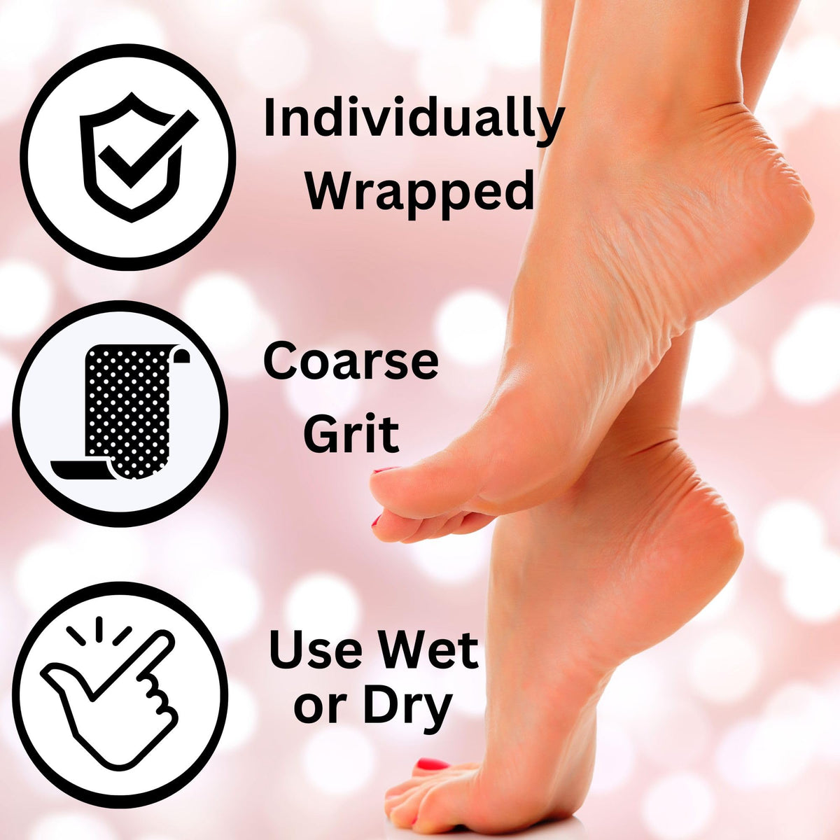Soaked feet with Mr. Pumice purple PUMI Bar showing before and after smoothing benefit
