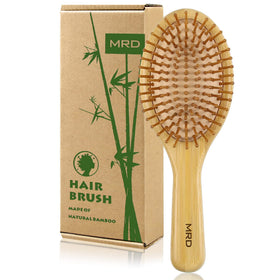 MRD bamboo paddle brush front view showing full paddle and bristles, eco-friendly benefit