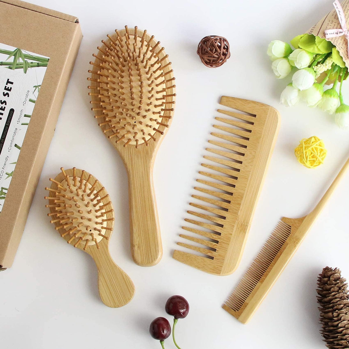 MRD combs detangling wet hair to ease knots and reduce pull