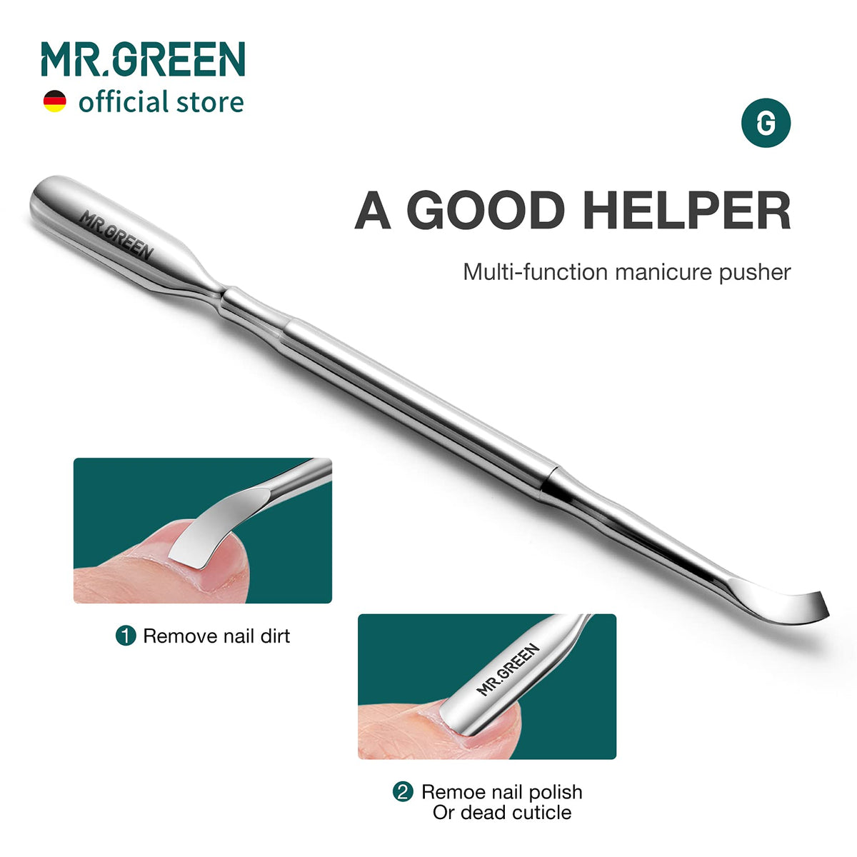 MR.GREEN slanted-tip angle demonstrating precise access to nail corners
