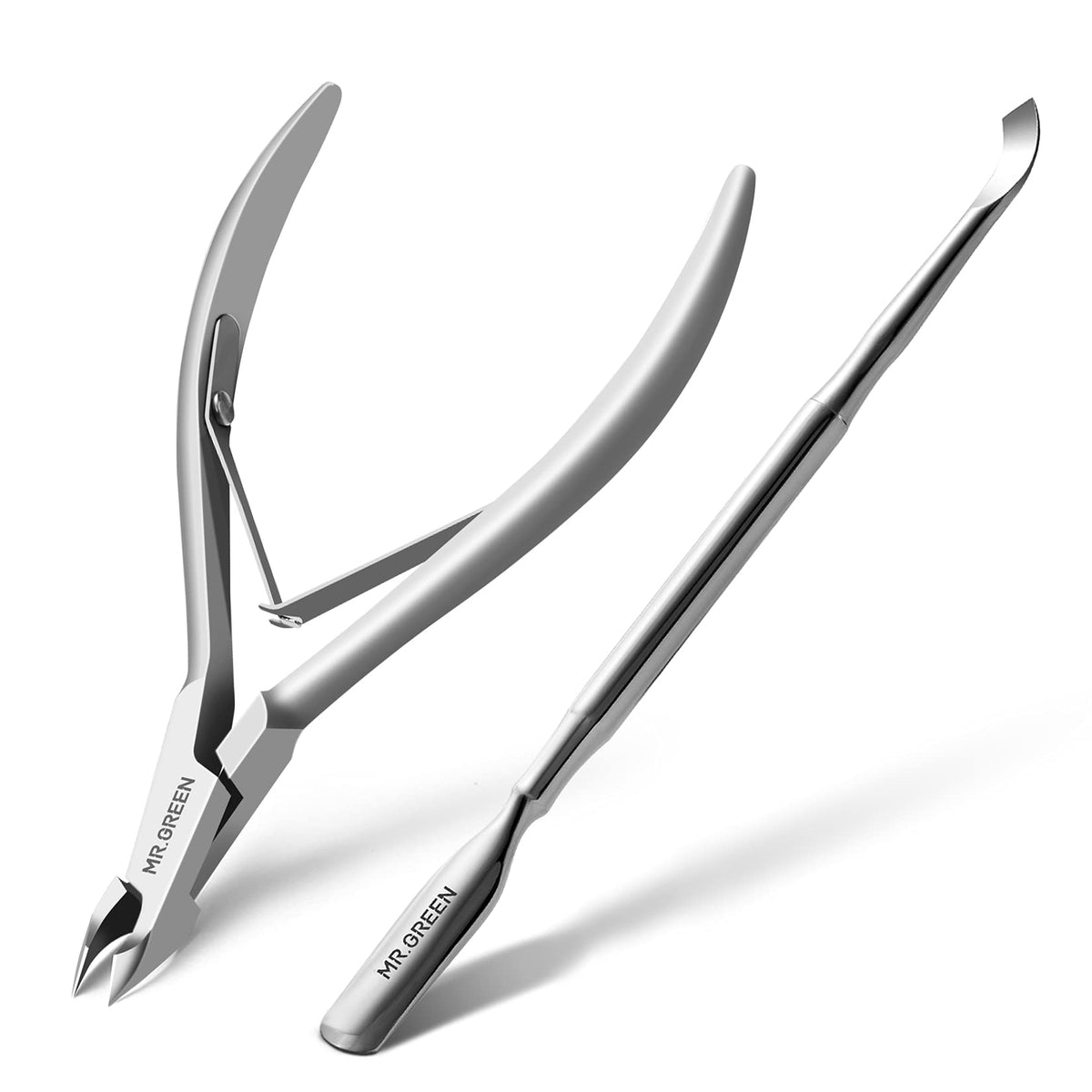 MR.GREEN cuticle nippers front view showing ergonomic handles and clean finish