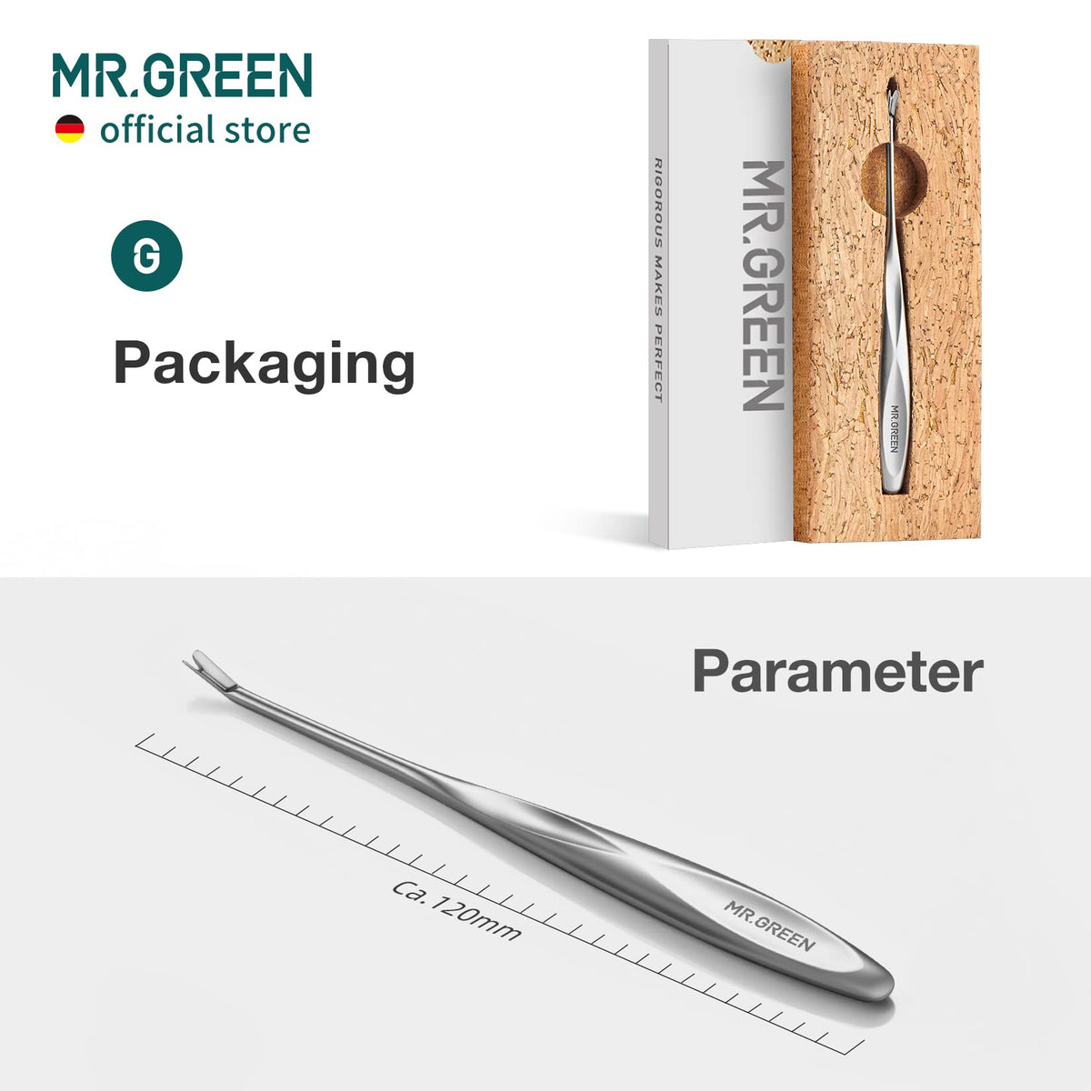 MR.GREEN placed on salon counter to convey professional, hygienic styling