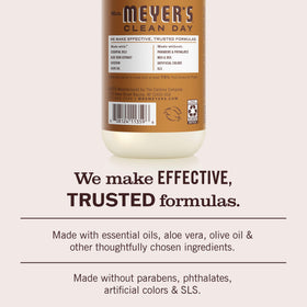 Mrs. Meyer's label detail highlighting ingredients and cruelty-free certification