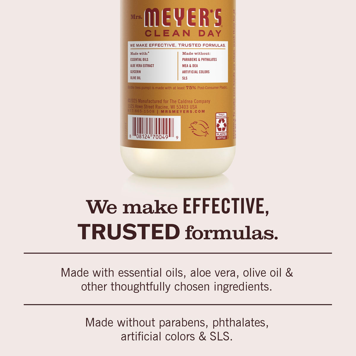 Mrs. MEYER'S three-pack bottles displayed for scale, offering value and convenience