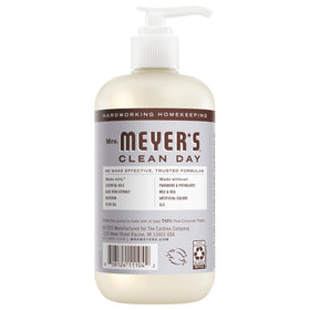 Mrs. MEYER'S Basil label detail showing botanical design and refreshing, grounding scent