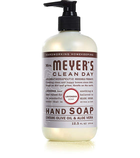 Mrs. MEYER'S Basil bottle beside fresh basil highlighting herbal fragrance and odor-fighting benefit
