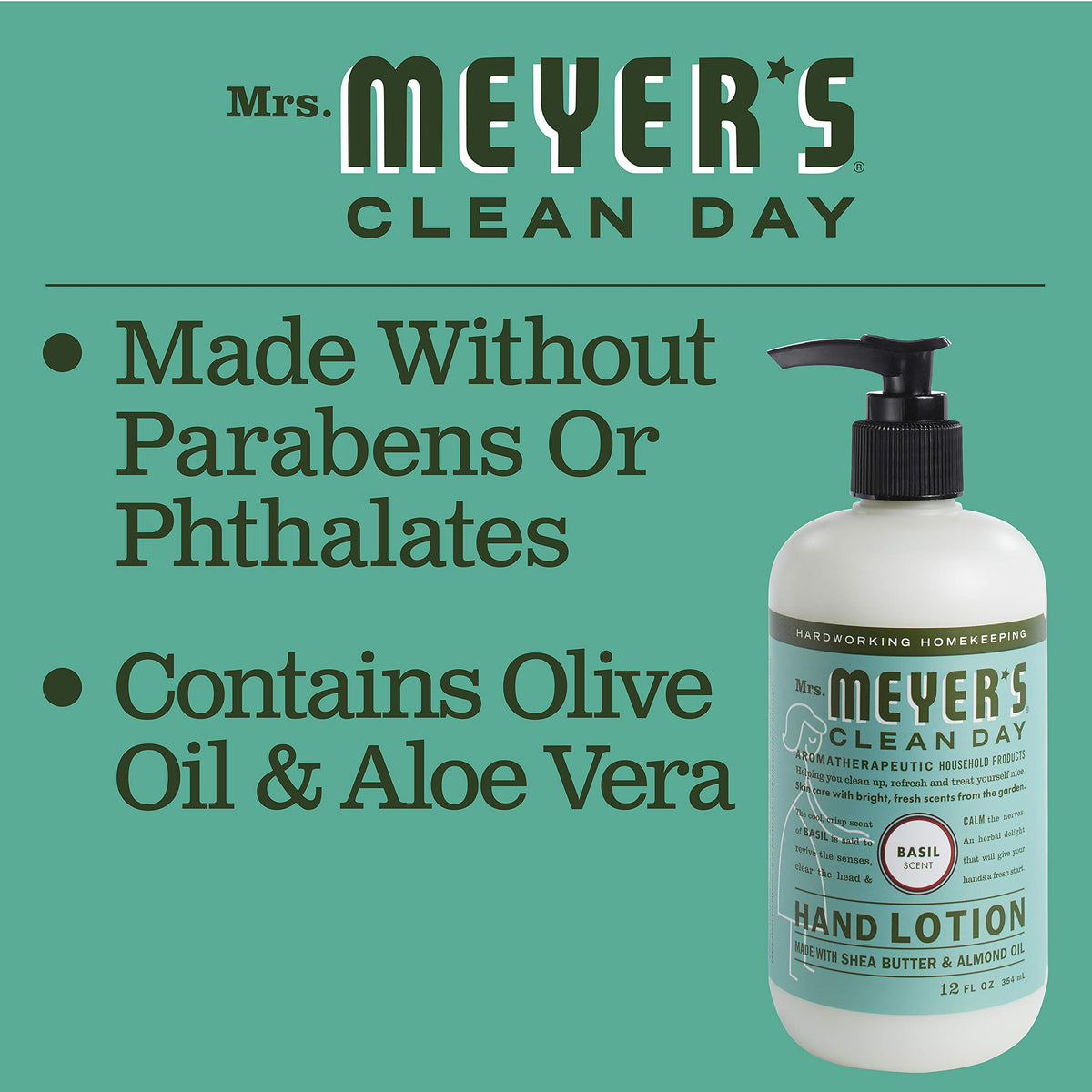 Person applying Mrs. Meyer's basil hand lotion to dry hands for fast hydration benefit
