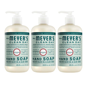 Mrs. MEYER'S Birchwood front packaging showing three bottles and clear labeling, inviting clean hands