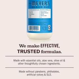 Mrs. MEYER'S label close-up highlighting plant-based ingredient benefits