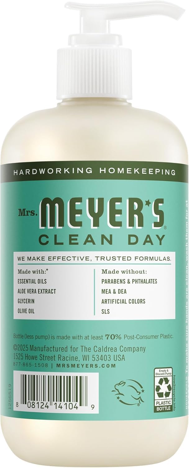 Mrs. MEYER'S bottles lined by a kitchen sink illustrating easy daily use benefit