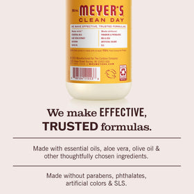 Mrs. Meyer's foam texture on hand showing gentle lather and moisturizing benefit