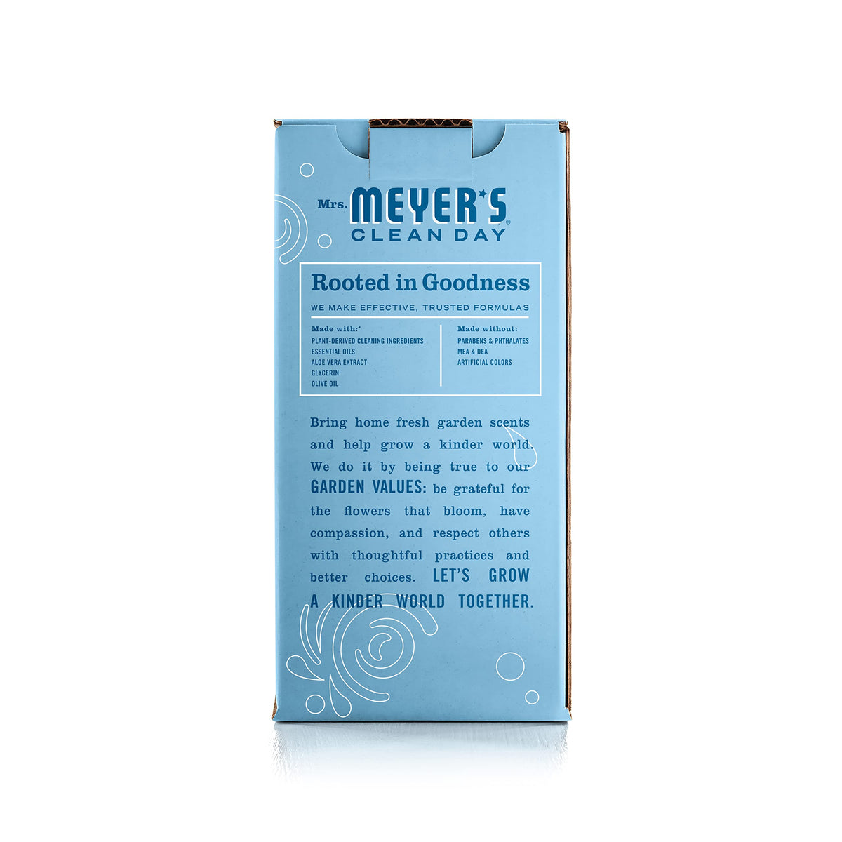 Mrs. MEYER'S concentrate bottle Rain Water emphasizing low-waste refills