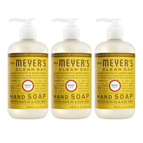 Mrs. MEYER'S front packaging showing Daisy scent and three bottles for convenience