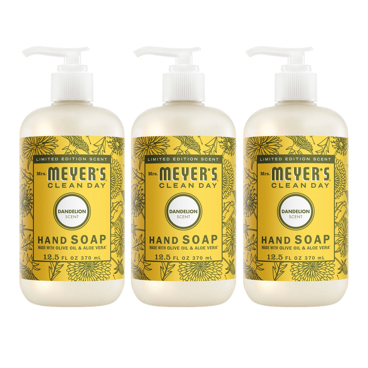 Mrs. MEYER'S front packaging showing dandelion scent and benefits