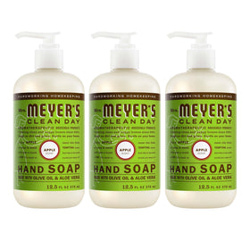 Mrs. MEYER'S bottle front packaging showing apple scent and label benefits