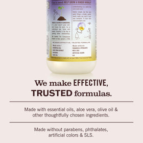 Mrs. MEYER'S label ingredients panel highlighting plant-based and cruelty-free benefits